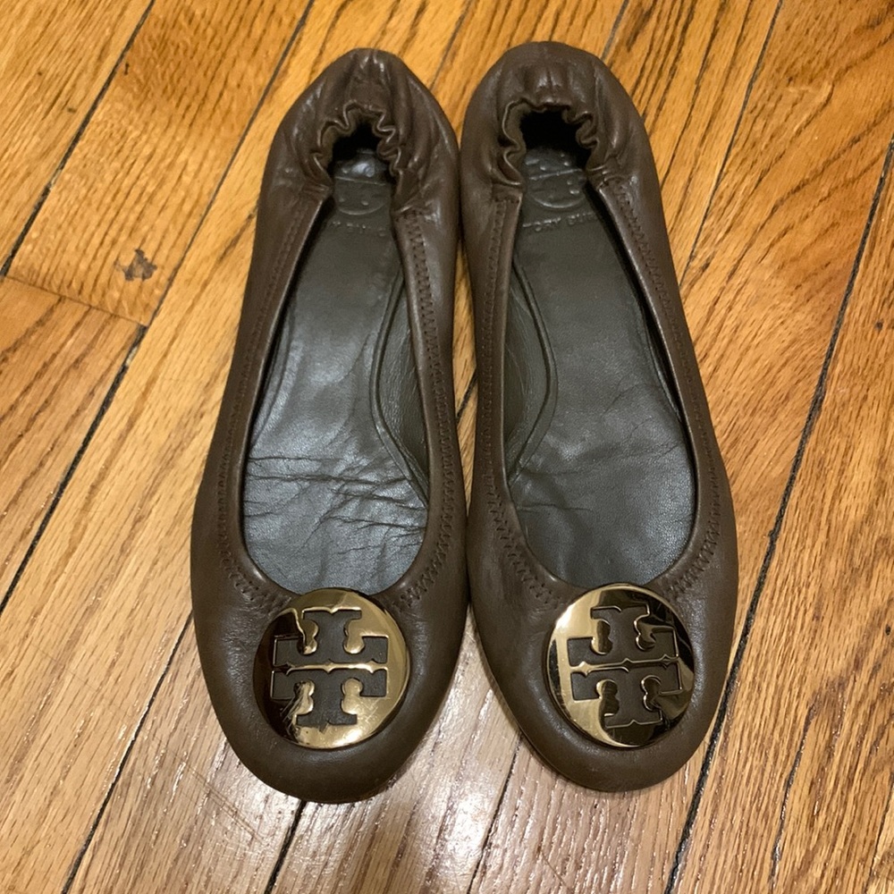 Tory Burch Leather Ballet Flats - Brown